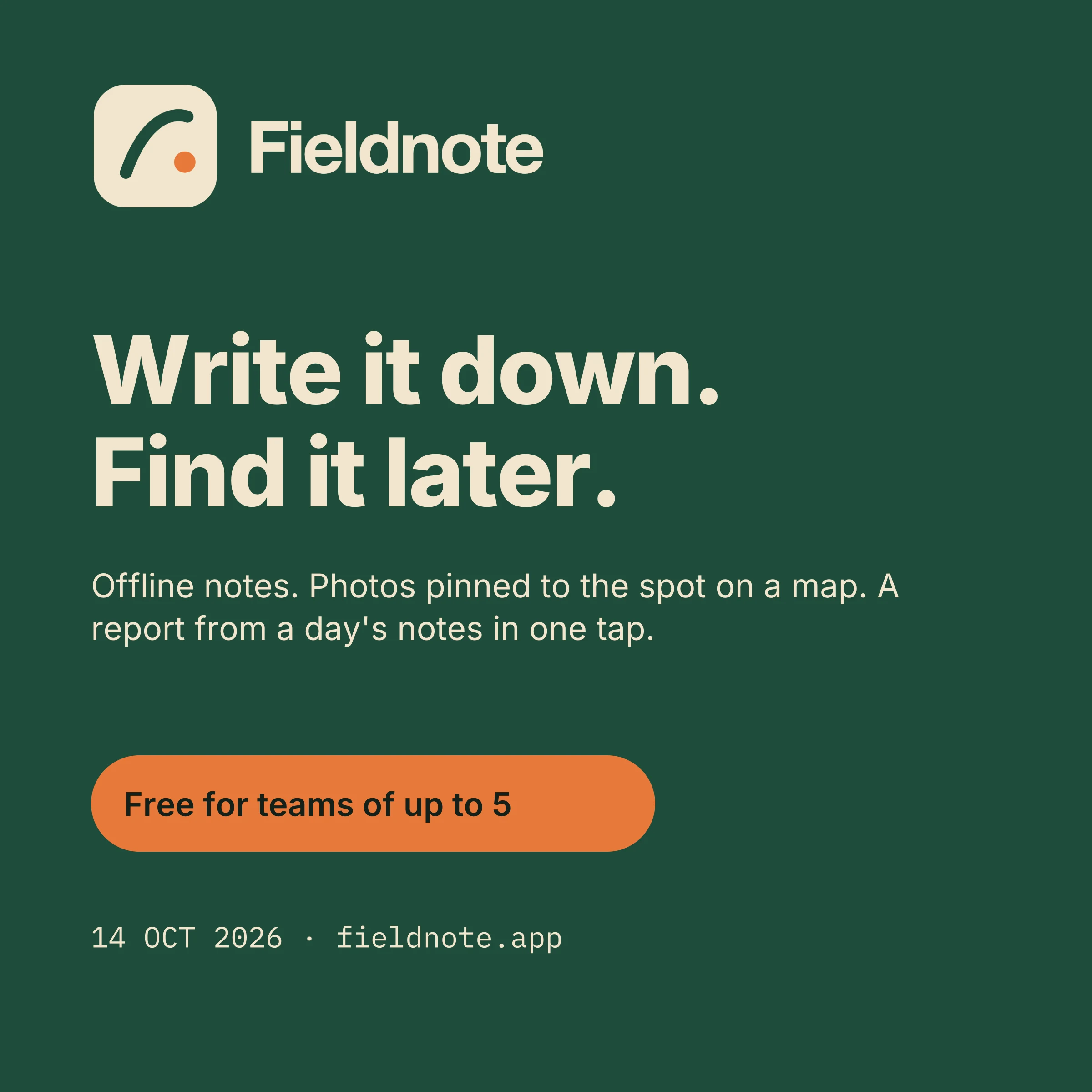 A LinkedIn post localoy designed: Write it down. Find it later.
