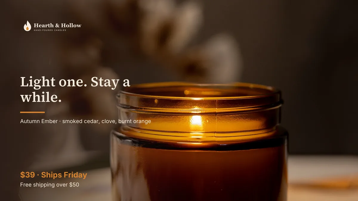X post: Light one. Stay a while. on the dark candle photo, with $39 Ships Friday.